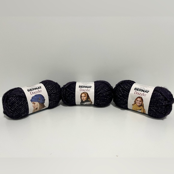 Bernat Dazzle Purple Passion purple with silver metallic 3 pack New 3 oz - Picture 1 of 5